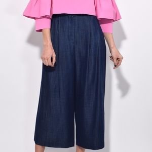 Tibi Indigo drape pleat pants